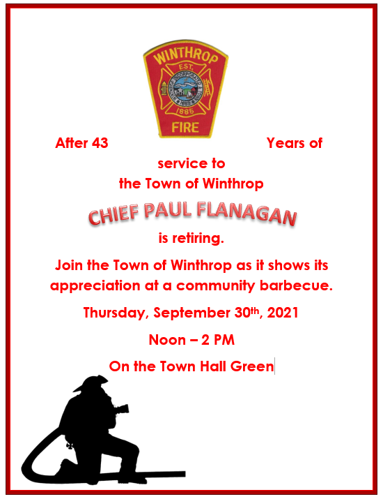 Town of Winthrop Invites Community Members to Farewell Barbecue for Longtime Fire Chief Paul Flanagan